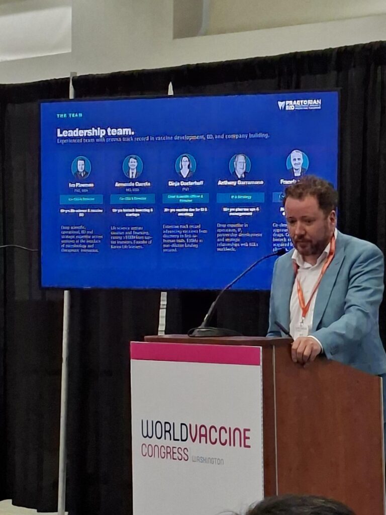 Praetorian Bio Co-CEO Ivo Ploemen presenting at the World Vaccine Congress 2026, Washington, D.C.